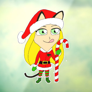 a Christmas chibi catgirl