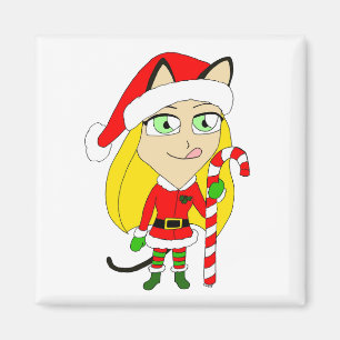 a Christmas chibi catgirl Magnet