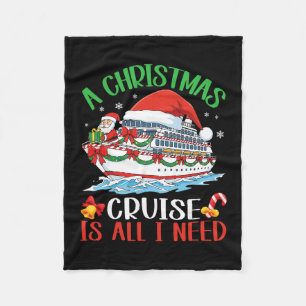 A Christmas Cruise Santa Clause With Presents Vaca Fleece Blanket