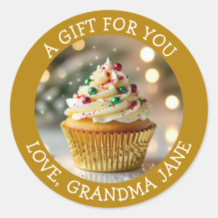 A Christmas Cupcake Personalised Food Label