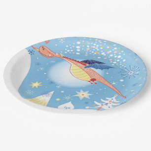 A Christmas Dragon Paper Plate