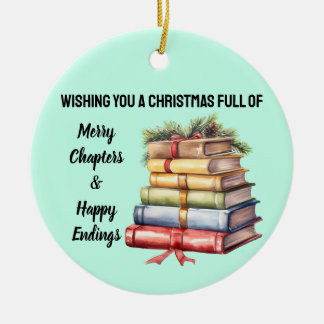 A Christmas full of books Ceramic Ornament
