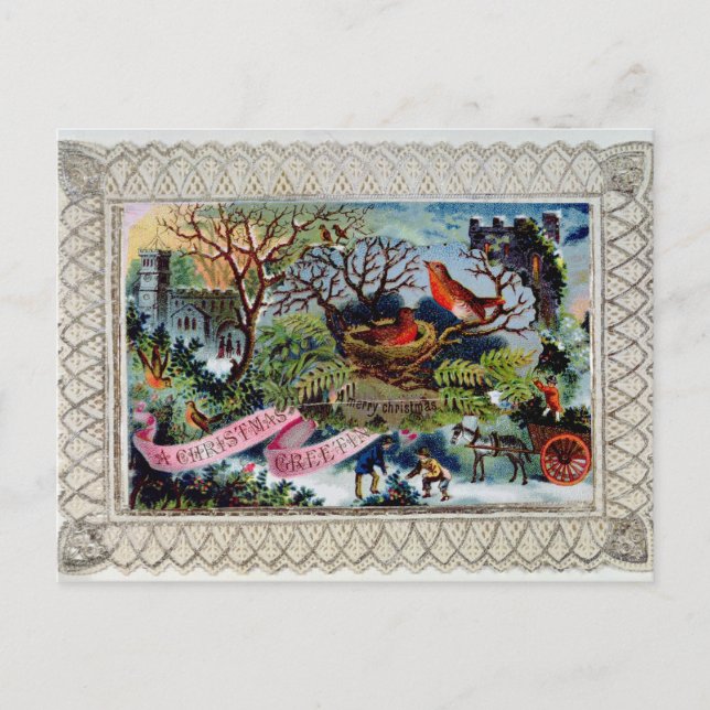 A Christmas Greeting, Victorian postcard (Front)