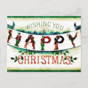 A christmas greeting with people found with variou holiday postcard