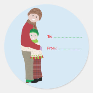 A Christmas Hug Gift Tag Round Sticker