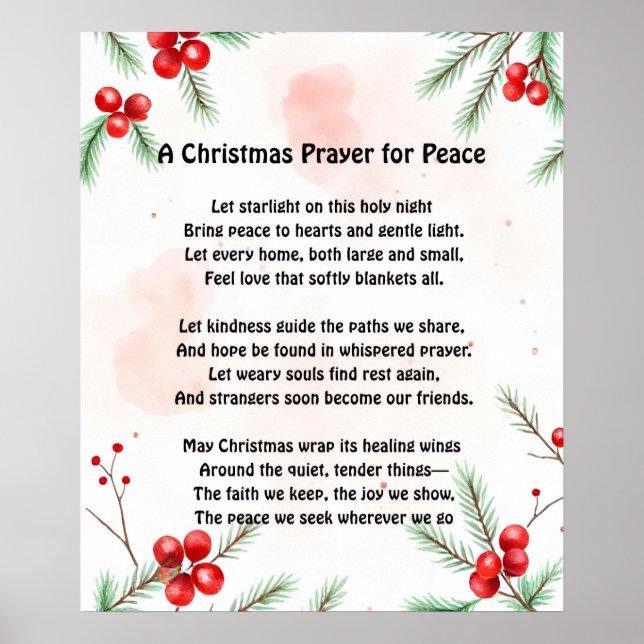 A Christmas Prayer for Peace Poster (Front)