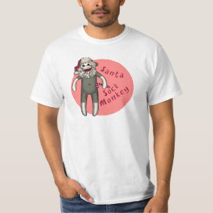 A Christmas Santa Sock Monkey T-Shirt