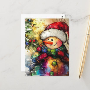 A Christmas Snowman Postcard