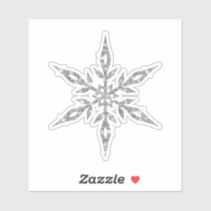 A Christmas sticker - a glitter silver snowflake