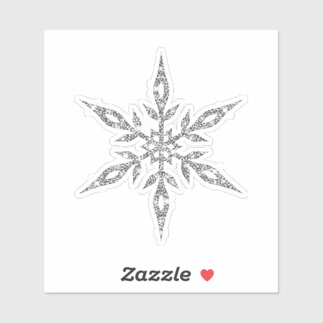 A Christmas sticker - a glitter silver snowflake (Sheet)