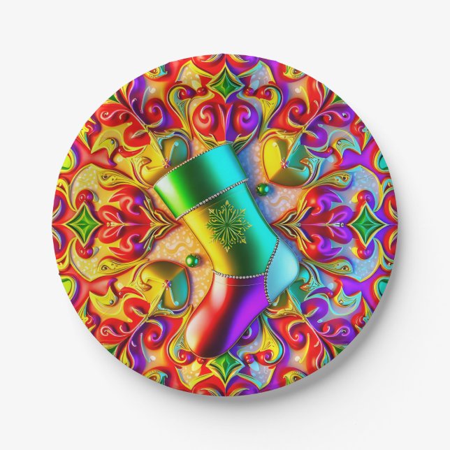 A CHRISTMAS STOCKING ~ Cute ~ Paper Plate (Front)