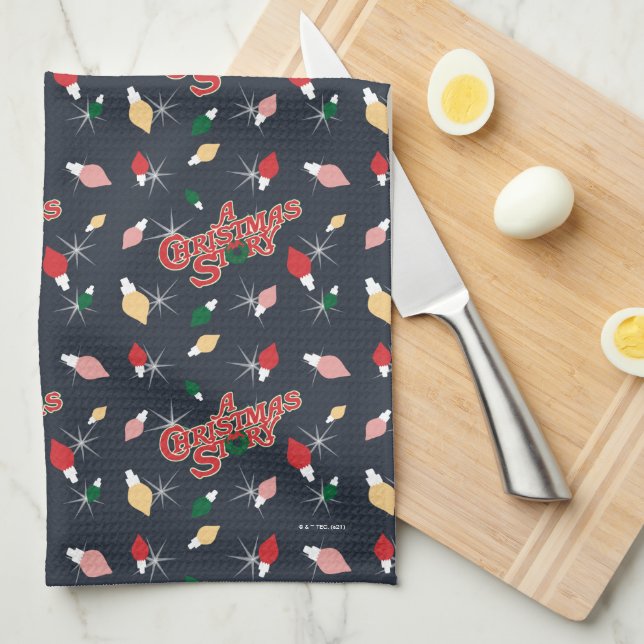 A Christmas Story | Christmas Lights Pattern Tea Towel (Quarter Fold)
