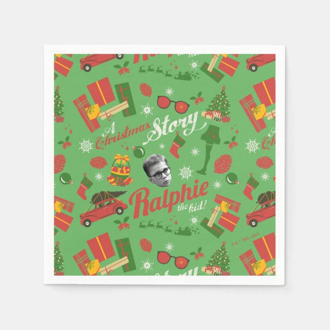 A Christmas Story Green Icon Pattern Napkin (Front)