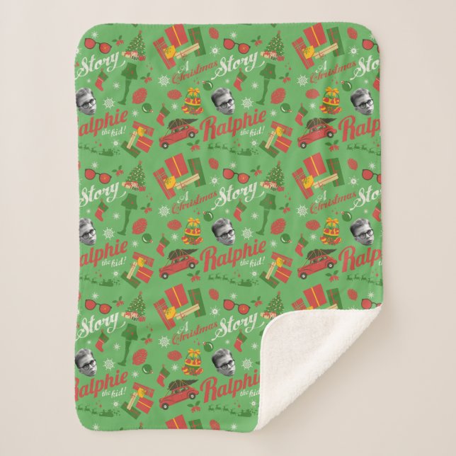 A Christmas Story Green Icon Pattern Sherpa Blanket (Front)