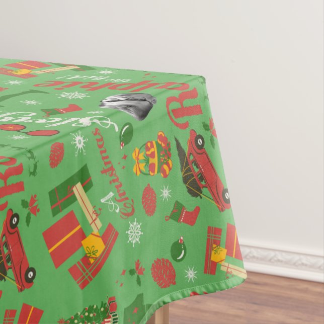 A Christmas Story Green Icon Pattern Tablecloth (In Situ)