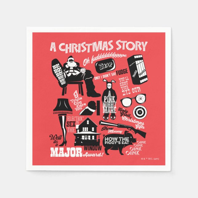 A Christmas Story Icons Graphic Napkin (Front)