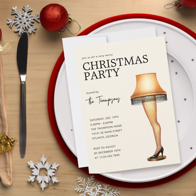A Christmas Story Leg Lamp | Christmas Party  Holiday Card (Card on table)