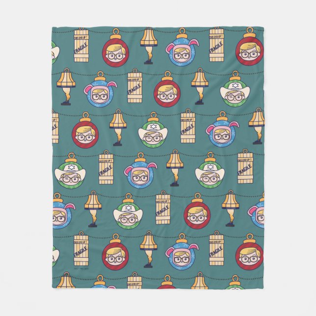 A Christmas Story | Ralphie and Ornaments Pattern Fleece Blanket (Front)
