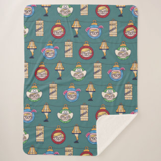 A Christmas Story | Ralphie and Ornaments Pattern Sherpa Blanket