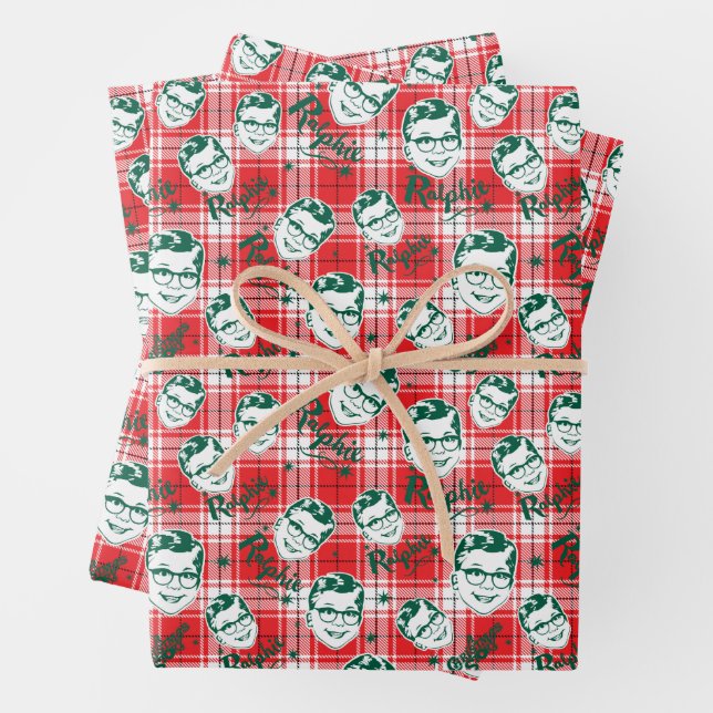 A Christmas Story | Ralphie Plaid Pattern Wrapping Paper Sheet (In situ)