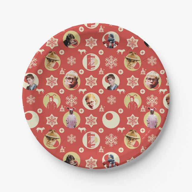 A Christmas Story Retro Snowflake Pattern Paper Plate (Front)