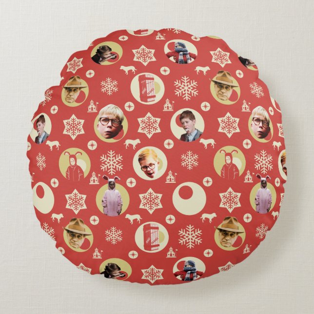 A Christmas Story Retro Snowflake Pattern Round Cushion (Front)