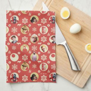 A Christmas Story Retro Snowflake Pattern Tea Towel