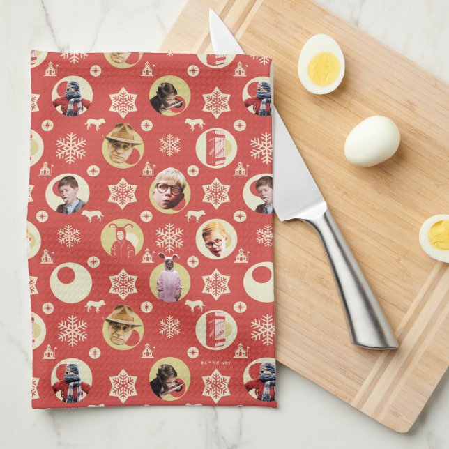 A Christmas Story Retro Snowflake Pattern Tea Towel (Quarter Fold)