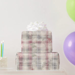 A Christmas Tartan Floral Design Series #13 Wrapping Paper