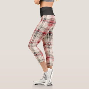 A Christmas Tartan Floral Design Series #15 Capri Leggings