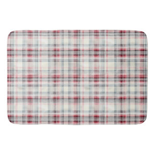 A Christmas Tartan Floral Design Series #24 Bath Mat