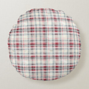 A Christmas Tartan Floral Design Series #24 Round Cushion