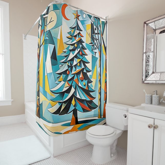 A christmas tree illustration 2 - Shower Curtain (In Situ)