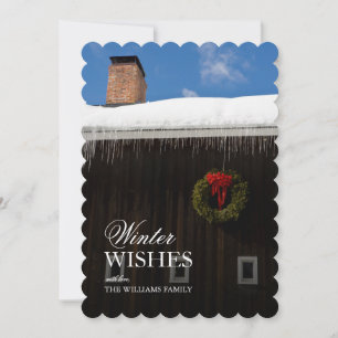 A Christmas Wreath on a Barn in Grafton, Vermont Holiday Card