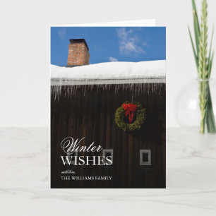 A Christmas Wreath on a Barn in Grafton, Vermont Holiday Card