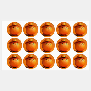 A Chubby Orange With Hat - Waterproof Sticker