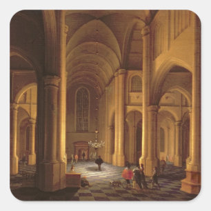 A Church Interior Square Sticker
