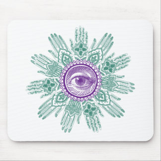 A circle of hands and an Eye Mouse Pad
