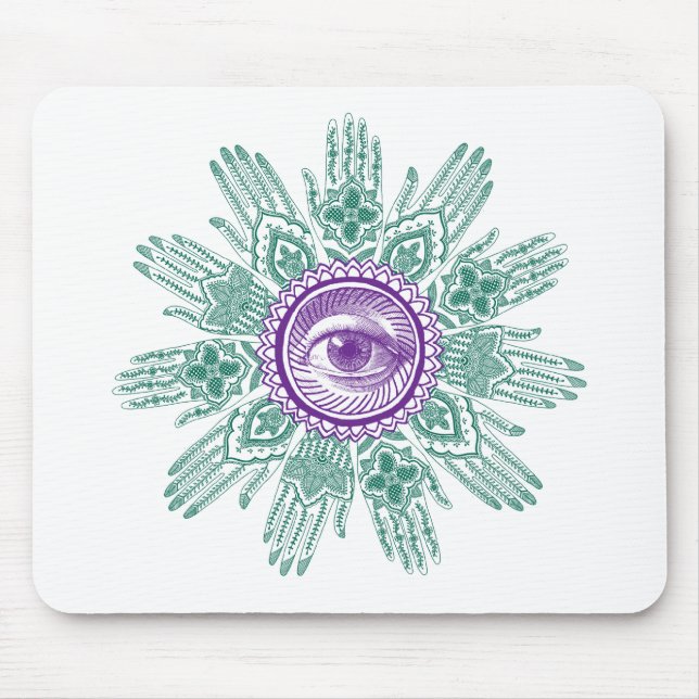 A circle of hands and an Eye Mouse Pad (Front)