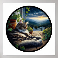 A Circular 3D Image of a Beautiful Maine Coon Cat