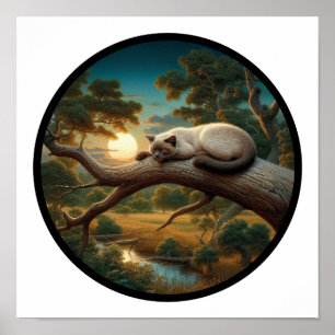 A Circular 3D Image of a Beautiful Siamese Cat Poster