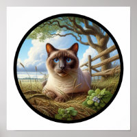 A Circular 3D Image of a Beautiful Siamese Cat 