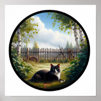 A Circular 3D Image of a Beautiful Tuxedo cat