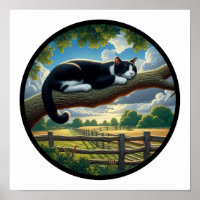 A Circular 3D Image of a Beautiful Tuxedo cat