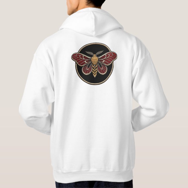 A circular gothic emblem featuring a large moth wi hoodie (Back)