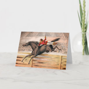 A Circus Performer Riding A Vaulting Horse Card