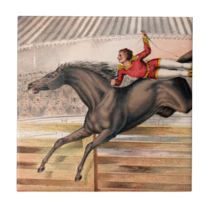 A Circus Performer Riding A Vaulting Horse Ceramic Tile