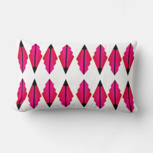 A Classic Art Deco Pattern in Deep Pinks Lumbar Cushion