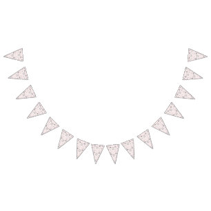 A classic black and white floral wallpaper featur Bunting