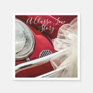 A classic car love story red white napkin